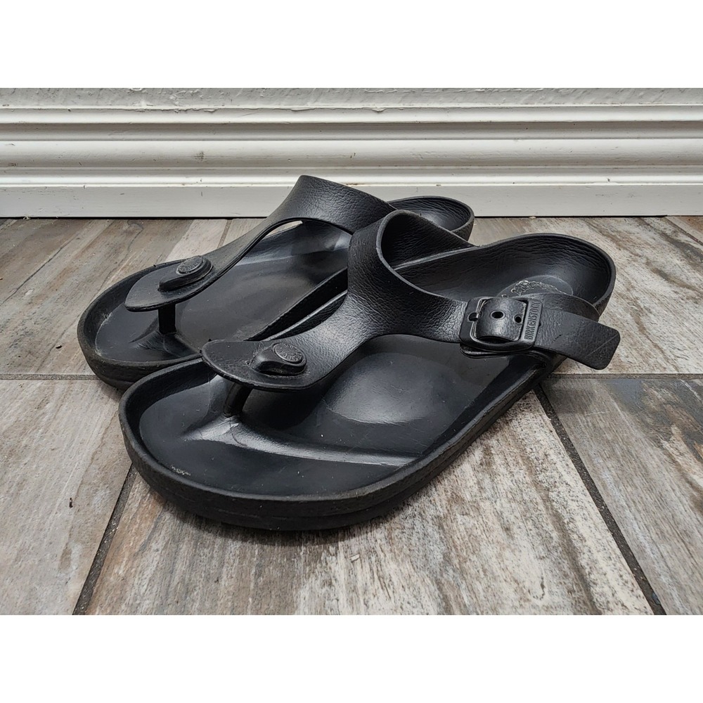 Birkenstock Gizeh EVA Sandals Women's 8US  Black Thong Toe Buckle Slides